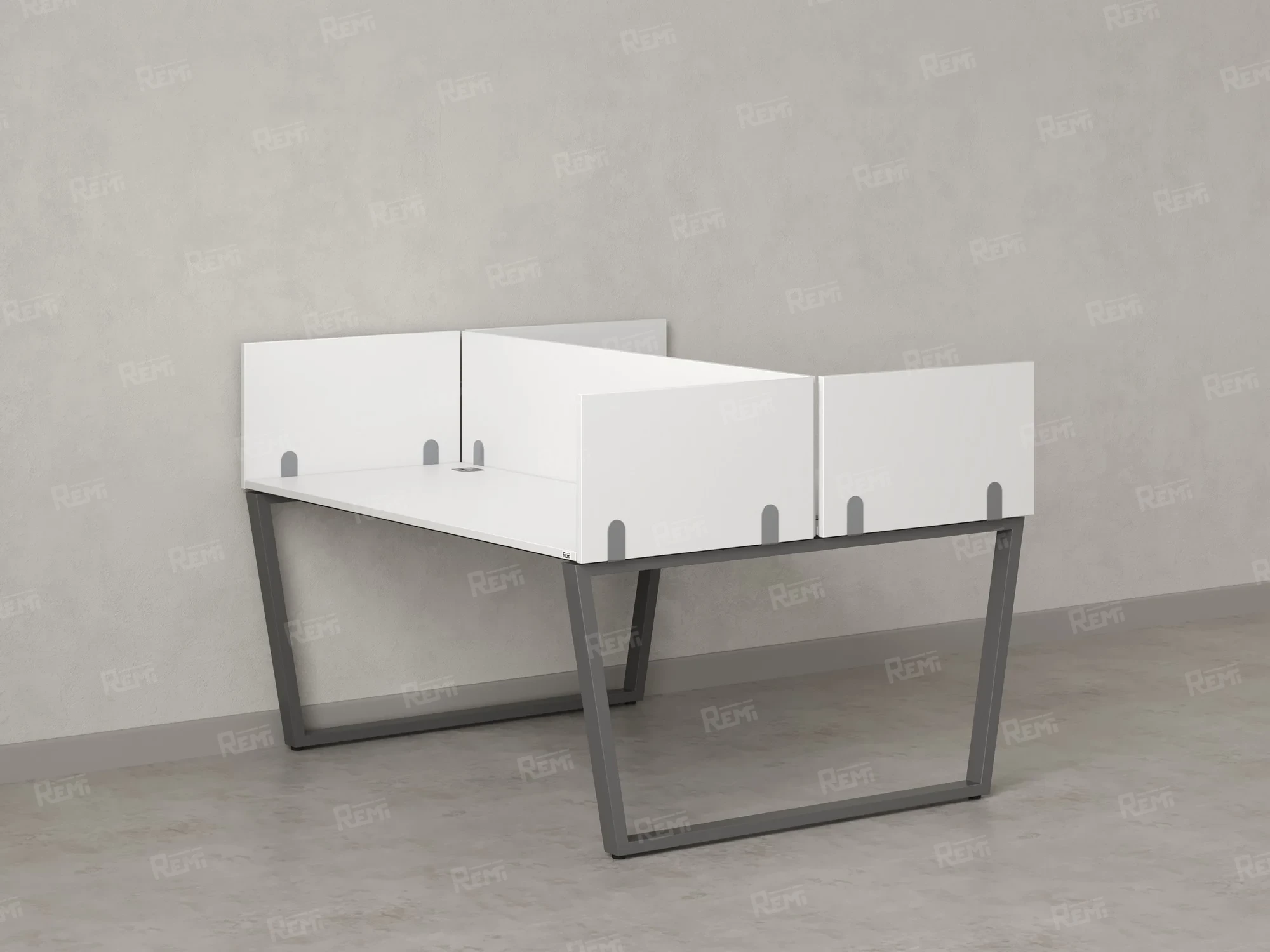 Бенч-система, 2 рабочих места, 5 ЛДСП экранов 1200x1200x750 RM172-4-12x12 Белый/Серый