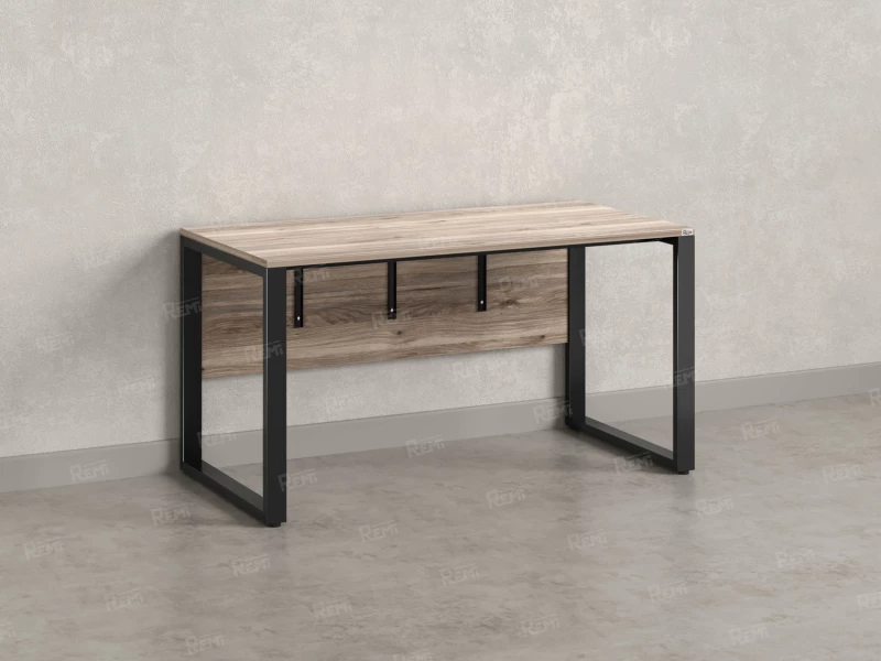 Стол прямой на О-образных опорах, экран ЛДСП 800x800x750 RM006-8x8 Дуб Маувелла/Черный