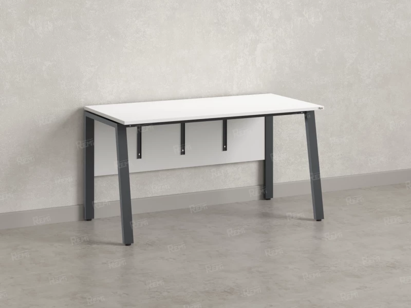 Стол прямой, Л-опора, экран ЛДСП,парящая стол-ца 1600x800x750 RM009-16x8 Белый/Серый