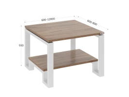 Журнальный стол с полкой 800x600x550 RM181-8x6 Дуб Юстус/Белый