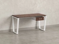 Стол прямой с подвесной тумбой, U-опора 2000x600x750 RM034-20x6 Дуб Апрельский шоколад/Белый