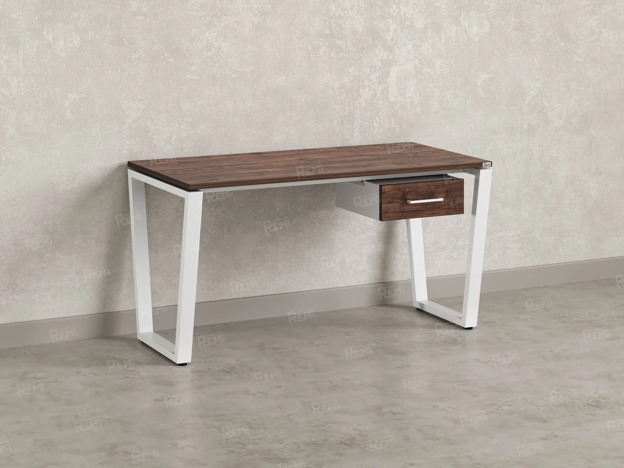 Стол прямой с подвесной тумбой, U-опора 2000x600x750 RM034-20x6 Дуб Апрельский шоколад/Белый