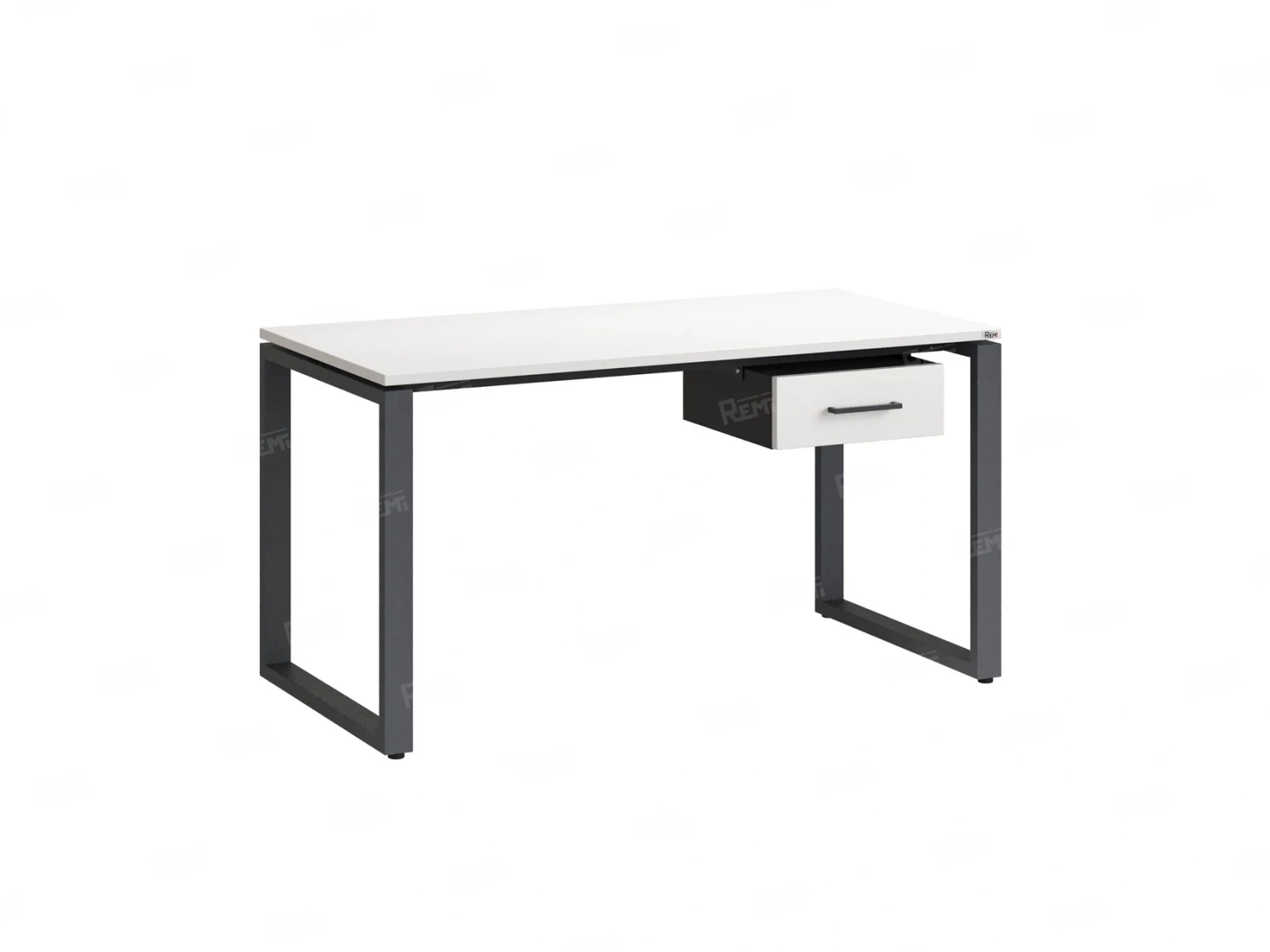 Стол прямой с подвесной тумбой, О-опора 2000x700x750 RM036-20x7 Белый/Серый