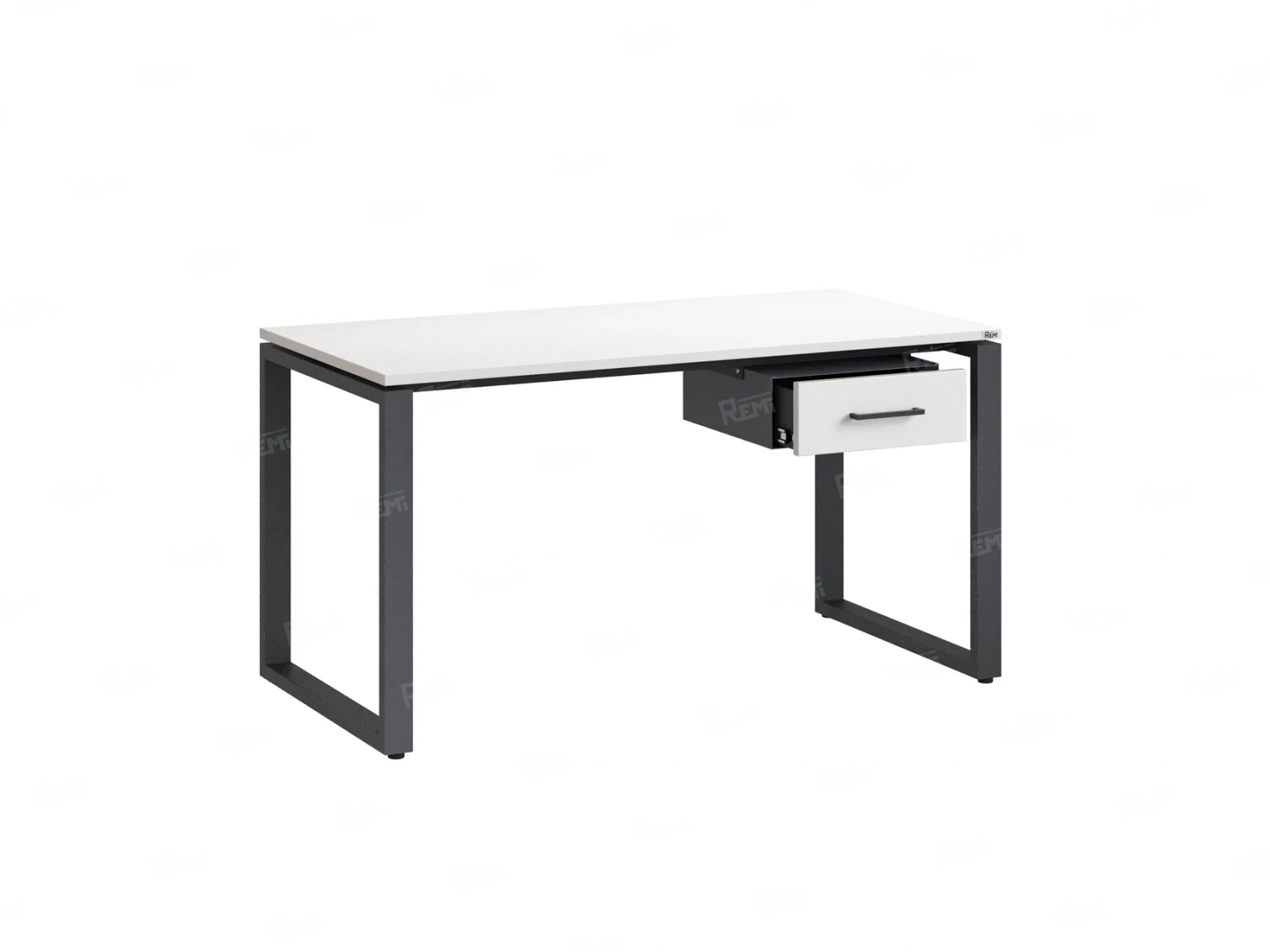 Стол прямой с подвесной тумбой, О-опора 2000x700x750 RM036-20x7 Белый/Серый