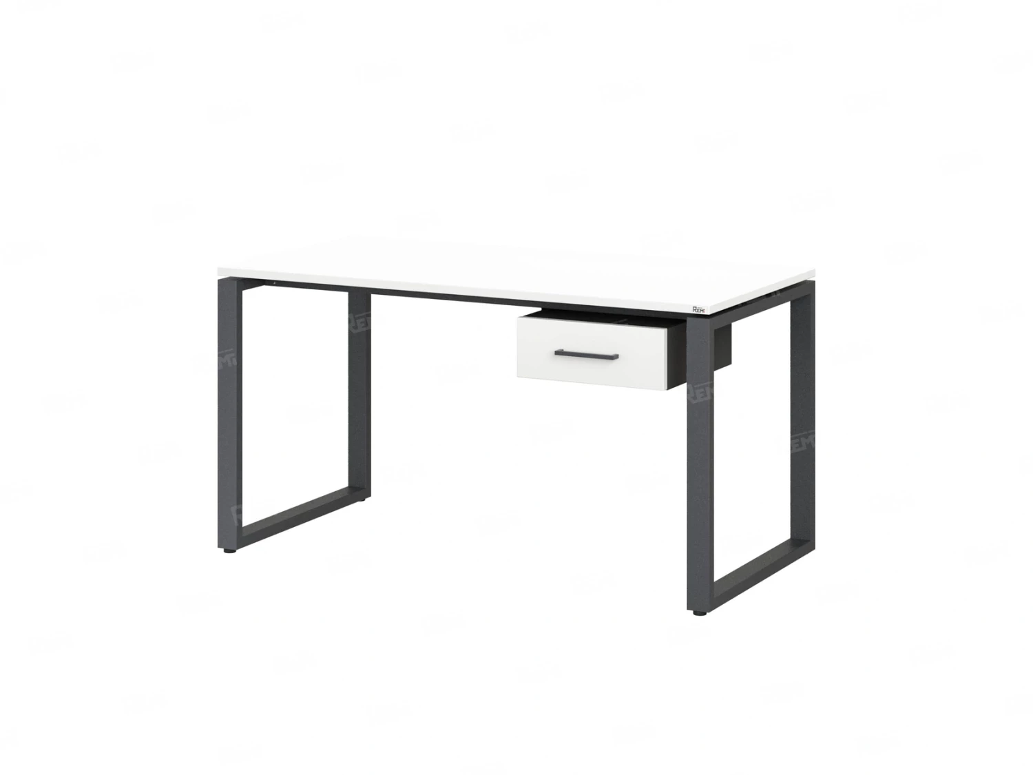 Стол прямой с подвесной тумбой, О-опора 2000x700x750 RM036-20x7 Белый/Серый