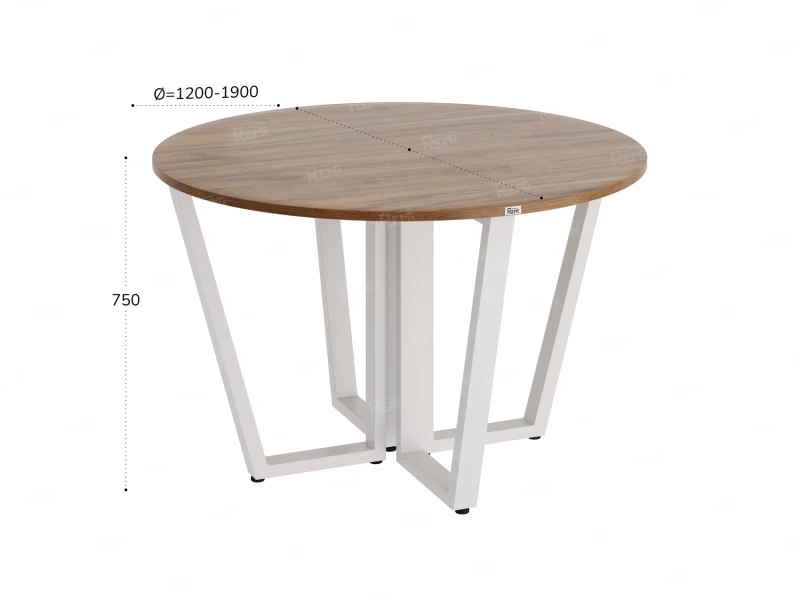 Круглый стол на U-образных опорах 1400x1400x750 RM188-14x14 Дуб Юстус/Белый