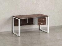 Стол прямой, подвесная тумба, ЛДСП экран, О-опора 1600x800x750 RM033-16x8 Дуб Апрельский шоколад/Белый