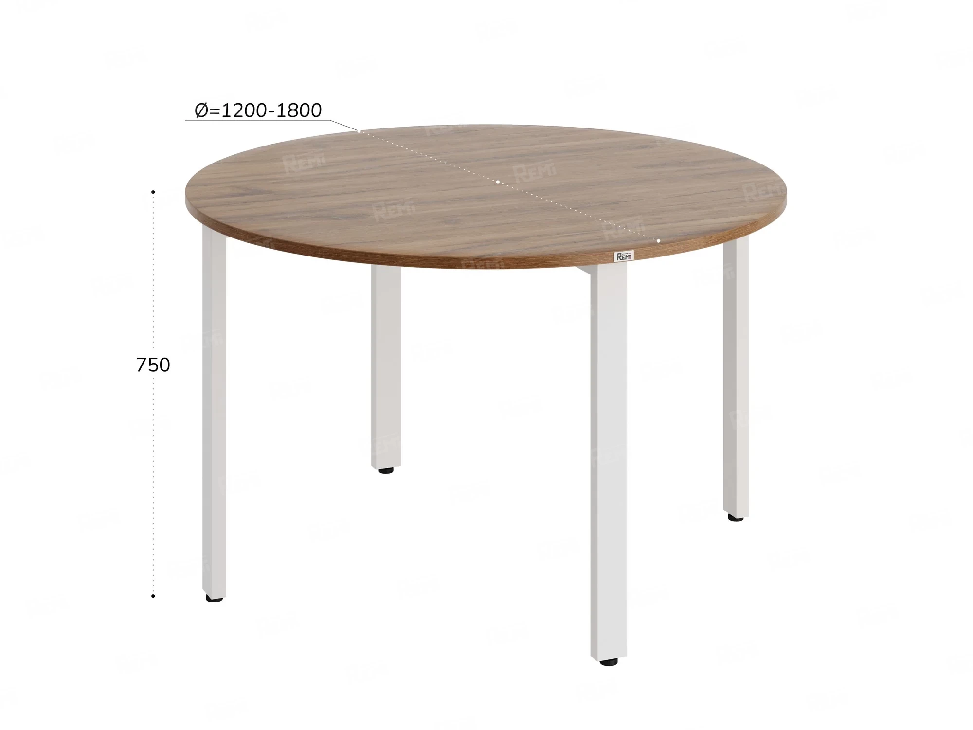 Круглый стол на П-образных опорах 1800x1800x750 RM186-18x18 Дуб Юстус/Белый