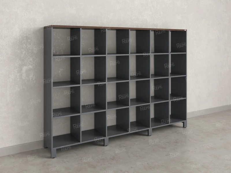 Стеллаж, 24 ячейки 2250х370х1620 RM141-225x37 Дуб Апрельский шоколад/Серый