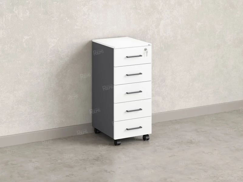 Тумба мобильная, 5 ящиков 400x500x960 RM122-40x50 Белый/Серый