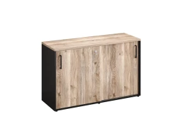 Низкий шкаф-купе на регулируемых опорах 1200x420x750 RM125-120x42 Дуб Маувелла/Черный