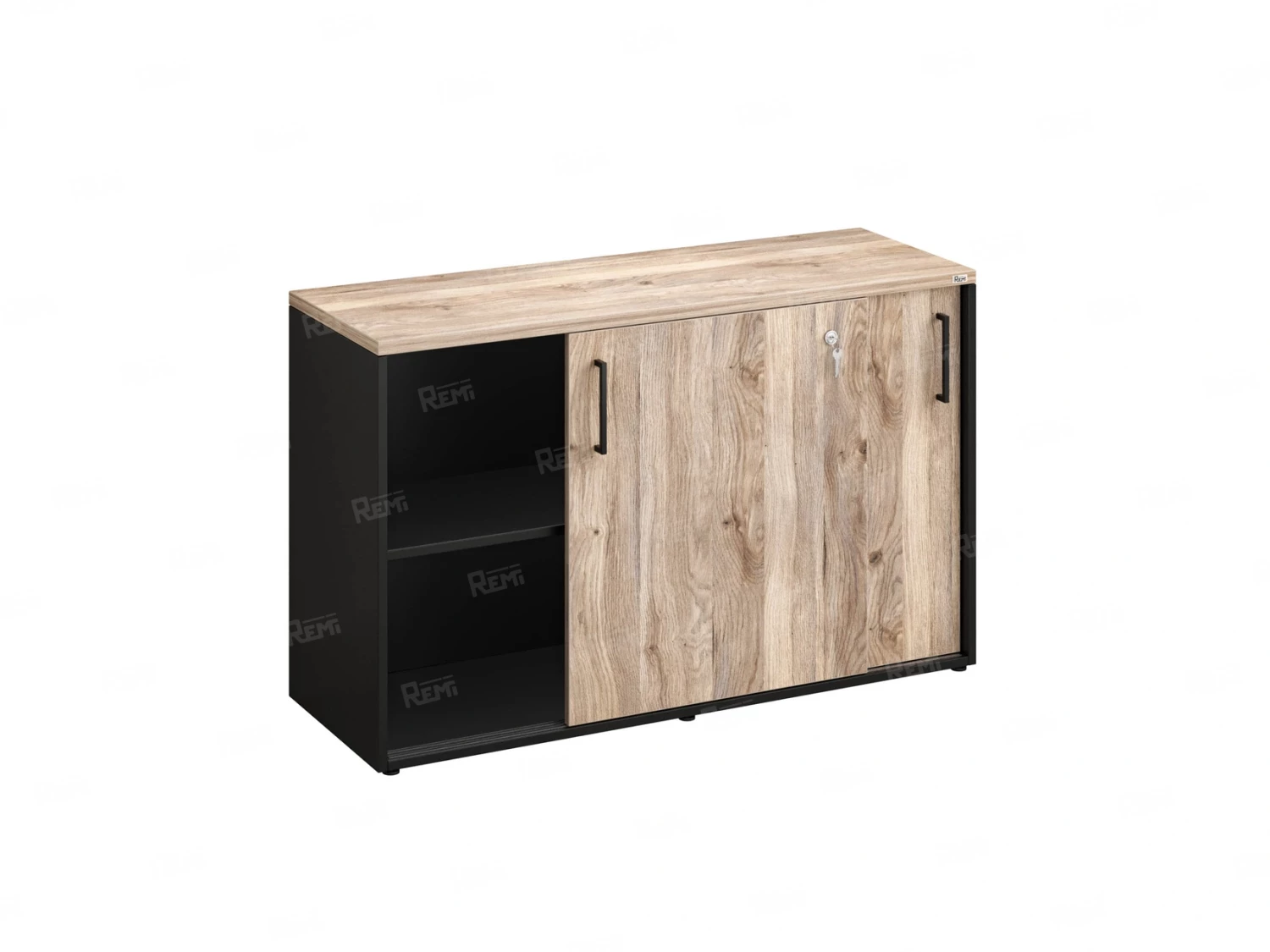 Низкий шкаф-купе на регулируемых опорах 1200x420x750 RM125-120x42 Дуб Маувелла/Черный