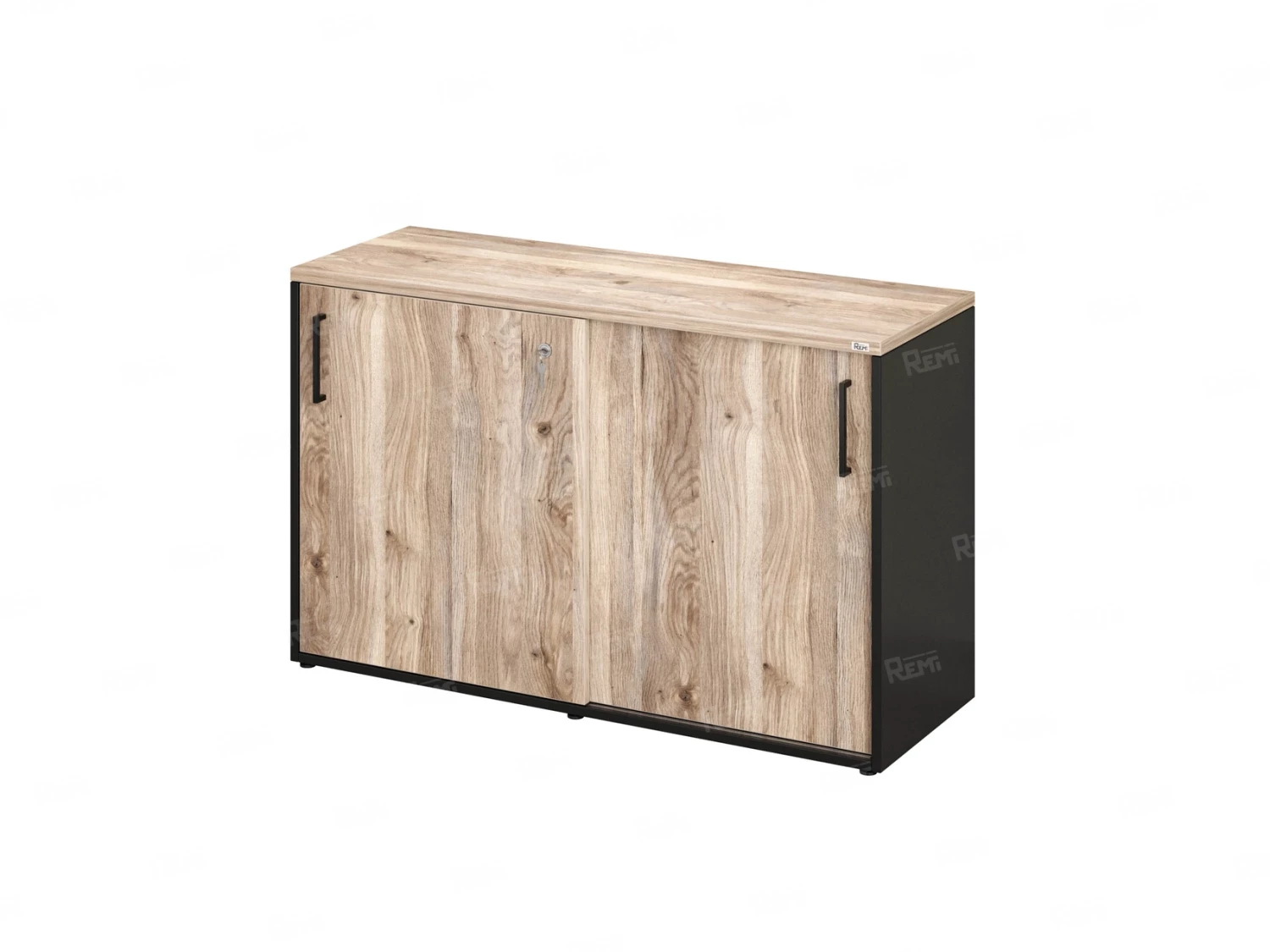 Низкий шкаф-купе на регулируемых опорах 1200x420x750 RM125-120x42 Дуб Маувелла/Черный