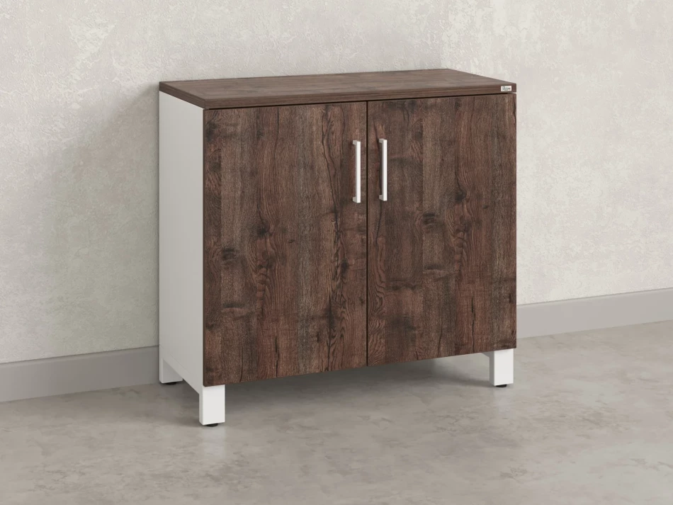 Шкаф низкий распашной, 2 уровня 900x420x850 RM147-90x42 Дуб Апрельский шоколад/Белый