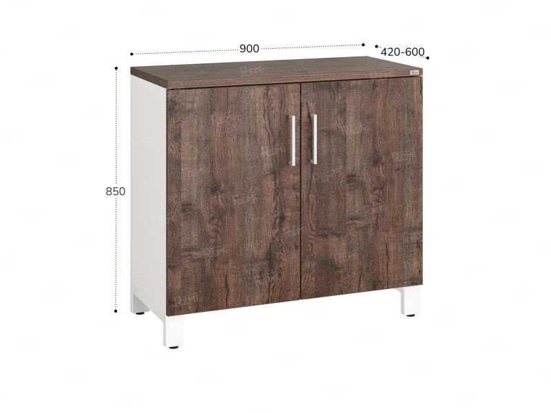 Шкаф низкий распашной, 2 уровня 900x420x850 RM147-90x42 Дуб Апрельский шоколад/Белый