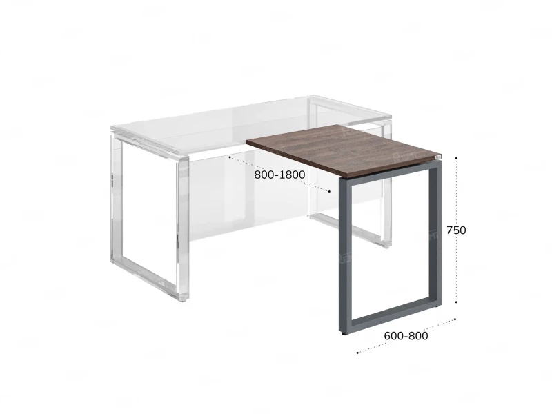 Брифинг прямой, с парящей столешнецей, на П-образном каркасе 1500x800x750 RM070-15x8 Дуб Апрельский шоколад/Серый