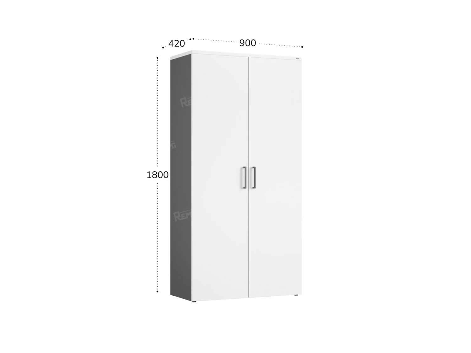 Шкаф распашной, регулируемые опоры, 5 уровней 900x420x1800 RM153-90x41 Белый/Серый