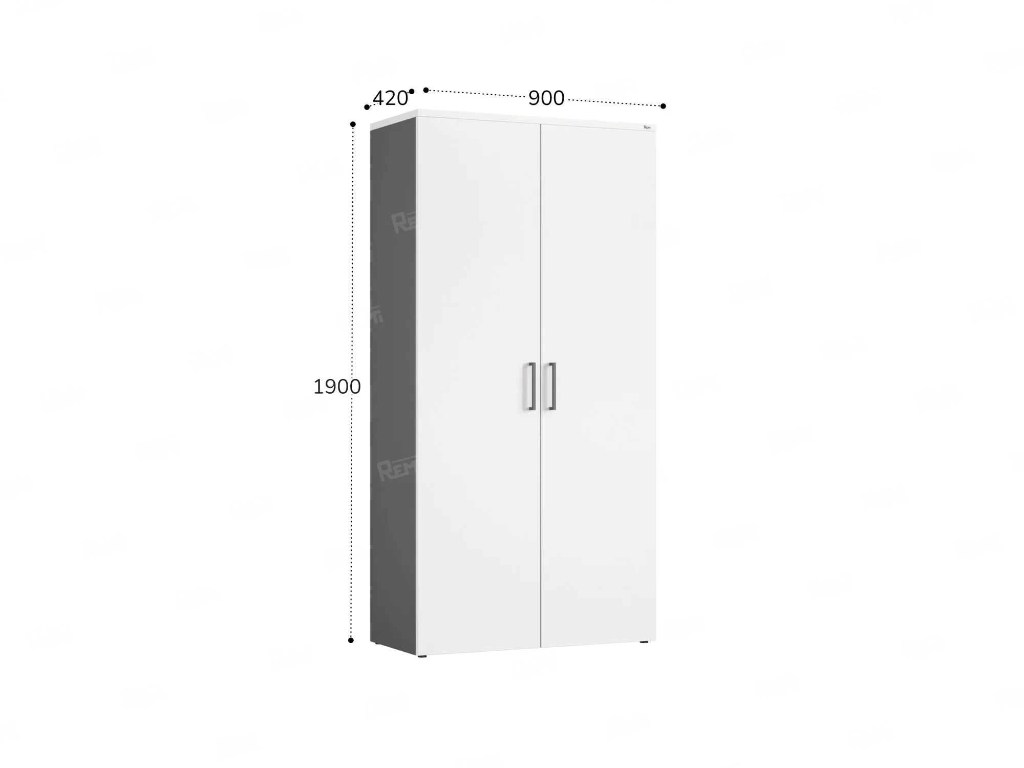 Шкаф распашной, регулируемые опоры, 5 уровней 900x420x1800 RM153-90x41 Белый/Серый