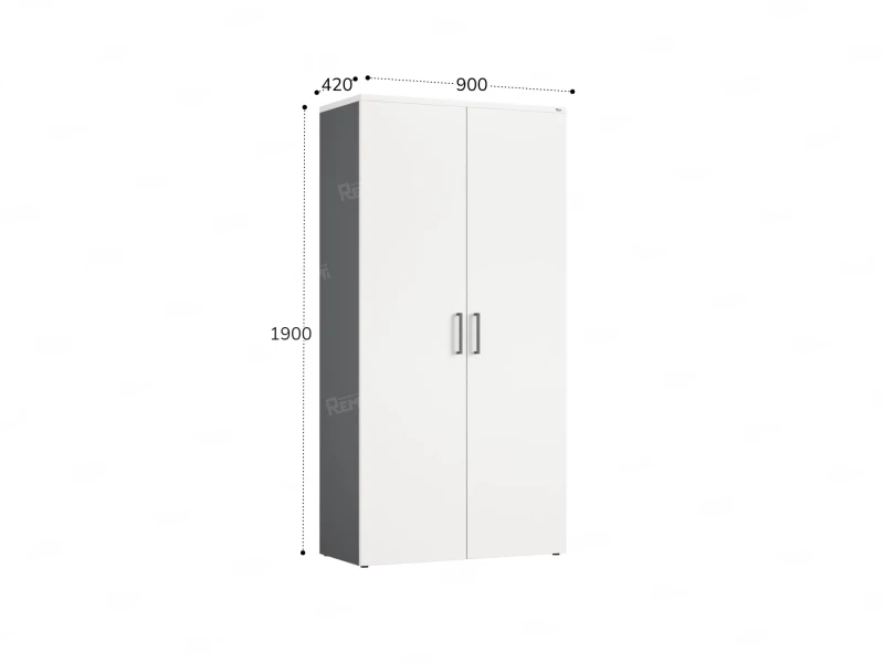 Шкаф распашной, регулируемые опоры, 5 уровней 900x420x1800 RM153-90x41 Белый/Серый