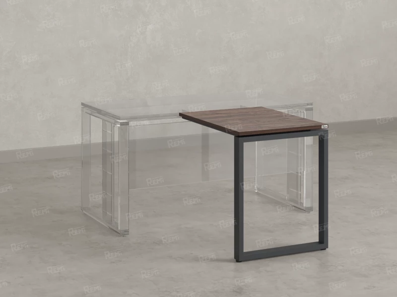 Брифинг прямой, с парящей столешнецей, на О-образном каркасе 1300x700x750 RM072-13x7 Дуб Апрельский шоколад/Серый