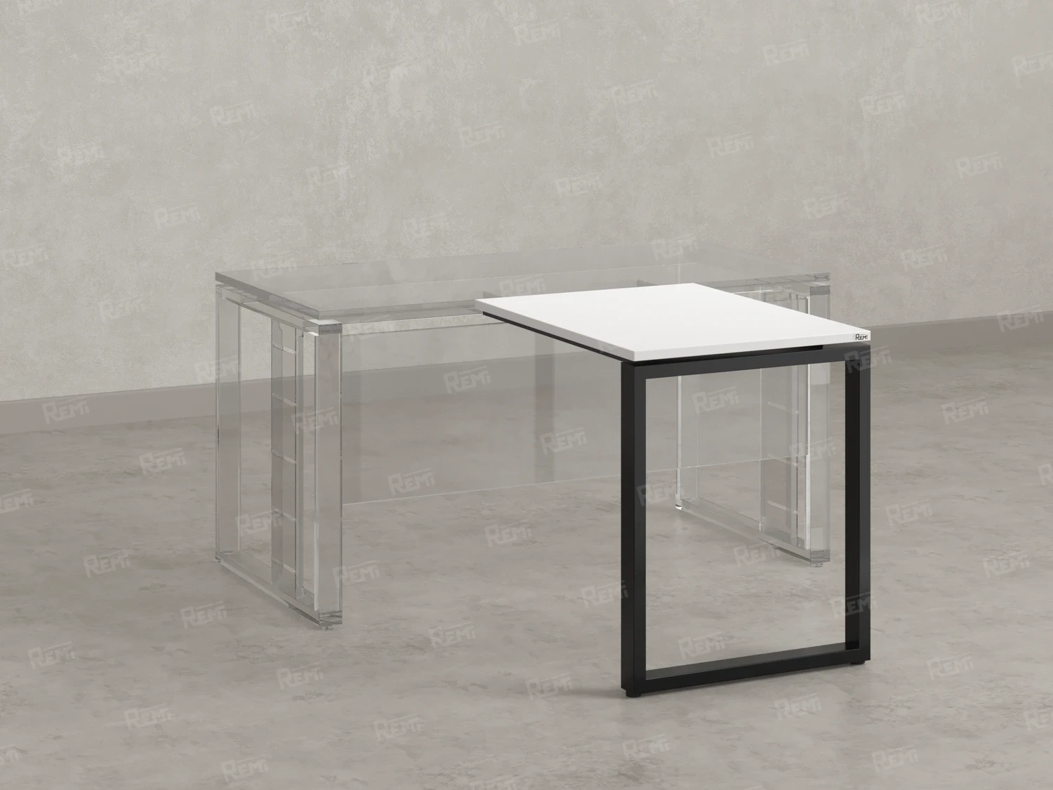 Брифинг прямой, с парящей столешнецей, на О-образном каркасе 900x800x750 RM072-9x8 Белый/Черный