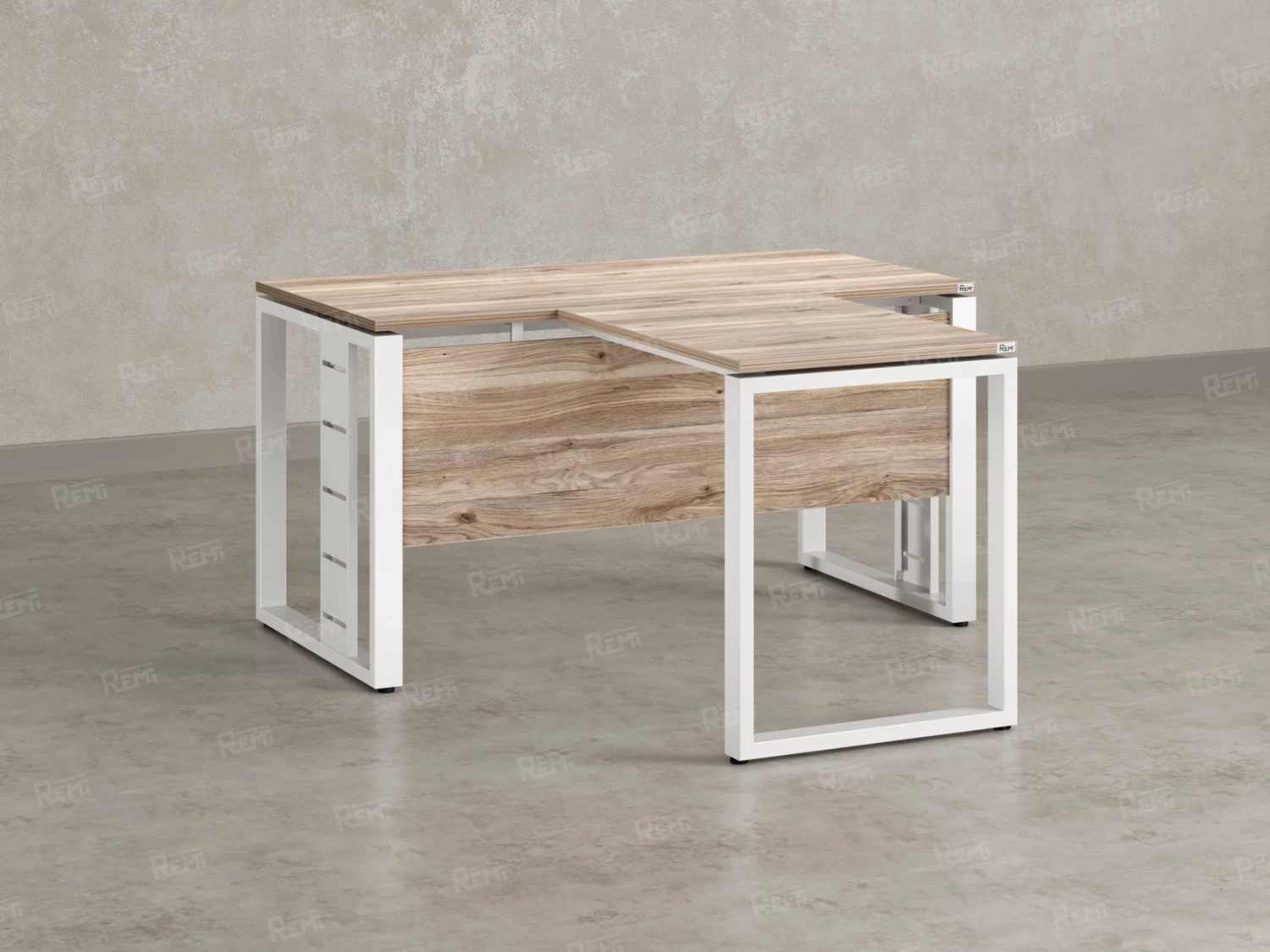 Стол с брифингом с парящей столешницей на О-образных опорах с экраном ЛДСП RM045-18x8 1800x2600x750 Дуб Маувелла/Белый