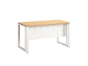 Стол прямой на О-образных опорах с металлическим экраном 1400x700x750 RM042-14x7 Вяз Швейцарский светлый/Белый