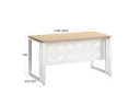 Стол прямой на О-образных опорах с металлическим экраном 1400x700x750 RM042-14x7 Вяз Швейцарский светлый/Белый