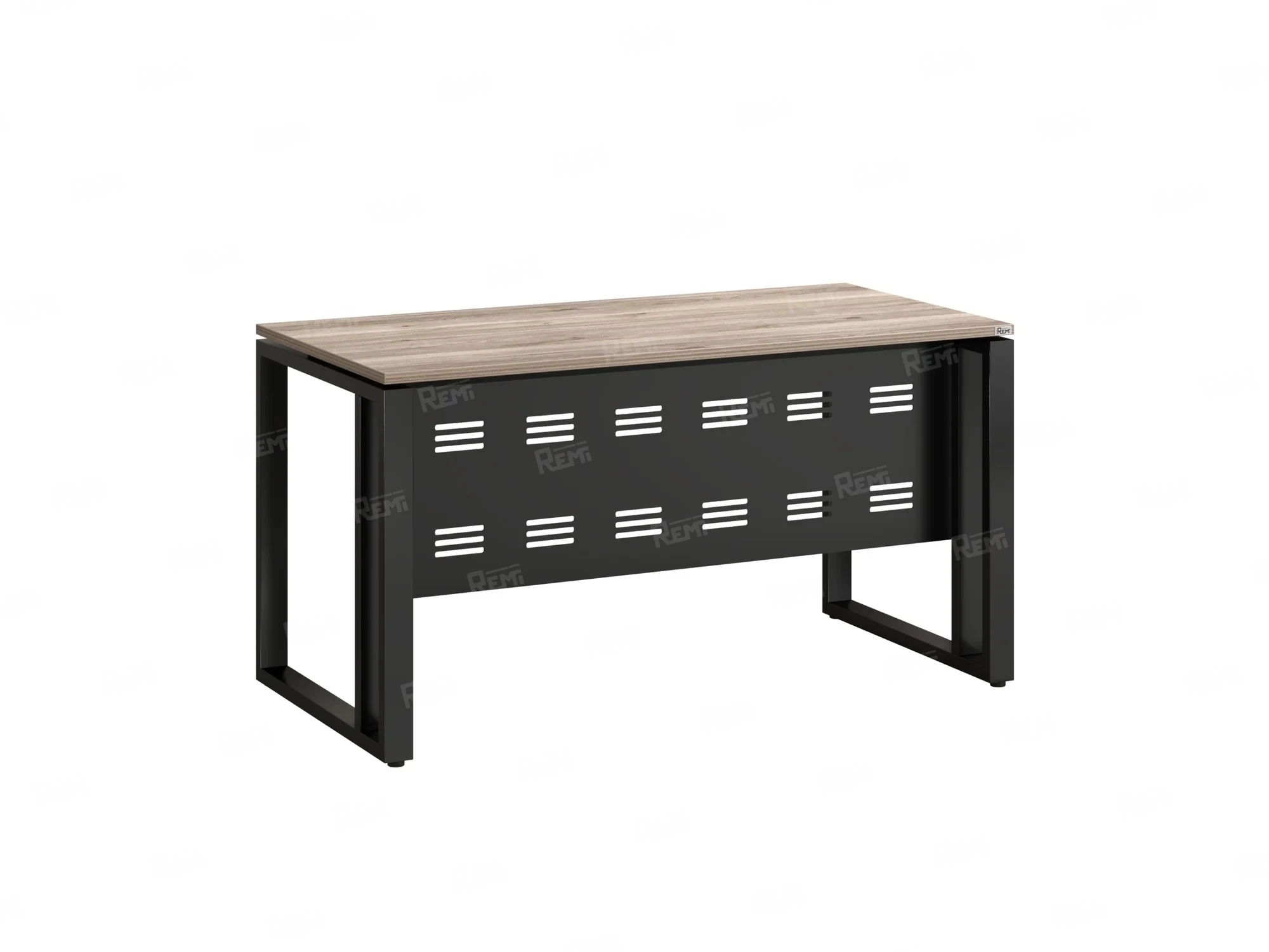 Стол прямой на О-образных опорах с металлическим экраном 1800x800x750 RM042-18x8 Дуб Маувелла/Черный