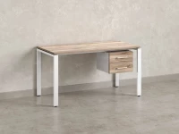 Стол прямой с подвесной тумбой 2 ящика, П-опора 1800x700x750 RM039-18x7 Дуб Маувелла/Белый