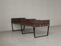 Бенч-система, 4 рабочих места, на U-образных опорах, 8 ЛДСП экранов 3600x1400x750 RM173-2-18x14 Дуб Апрельский шоколад/Черный