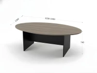 BRL RB007-240х120 Конференц-стол овальный 2400х1200х740 Дрифтвуд/Черный