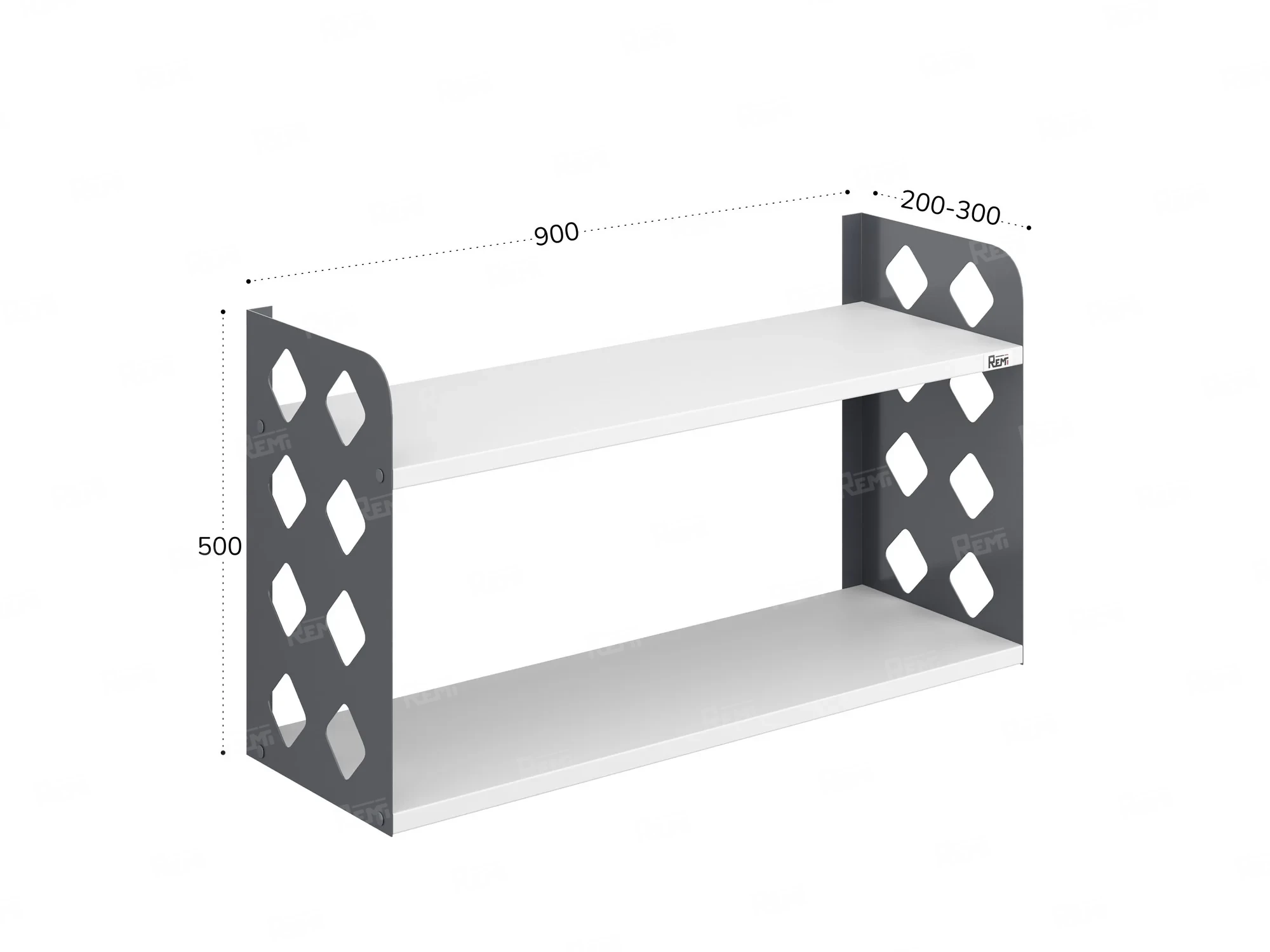 Полка настенная 900x300x500 RM192-90x30 Белый/Серый