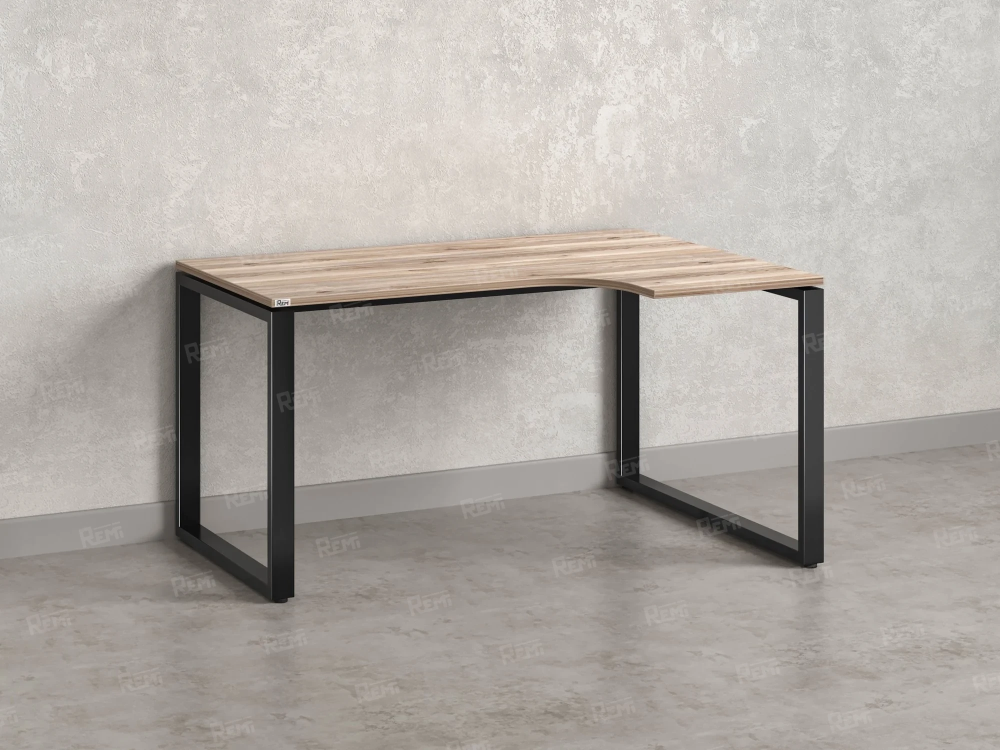 Стол угловой, О-опора, правый 1600x900/1200x750, RM054-16x9-12 Дуб Маувелла/Черный