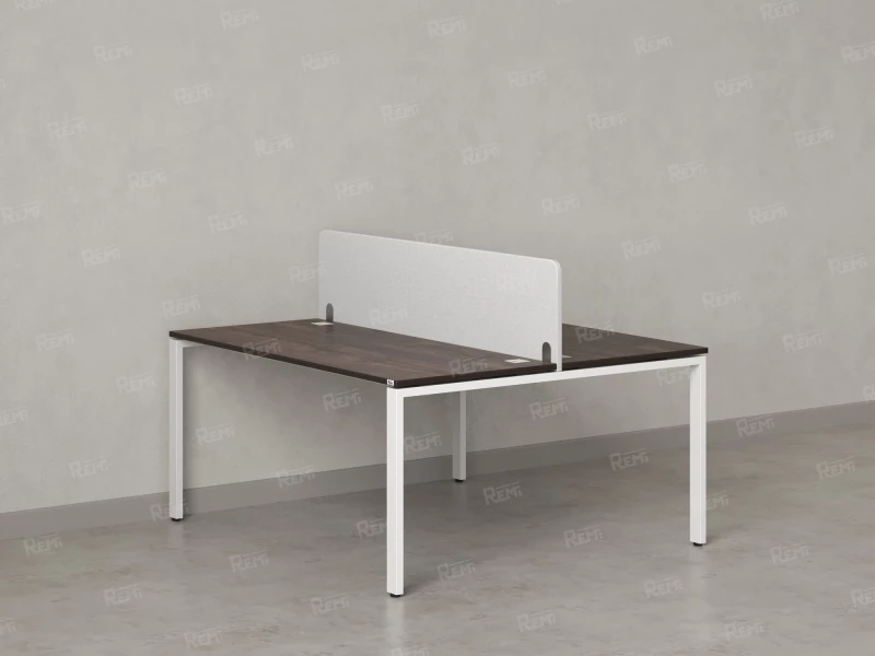 Бенч-система, 2 рабочих места, с одним тканевым экраном 1400x1200x750 RM165-1-14x12 Дуб Апрельский шоколад/Белый