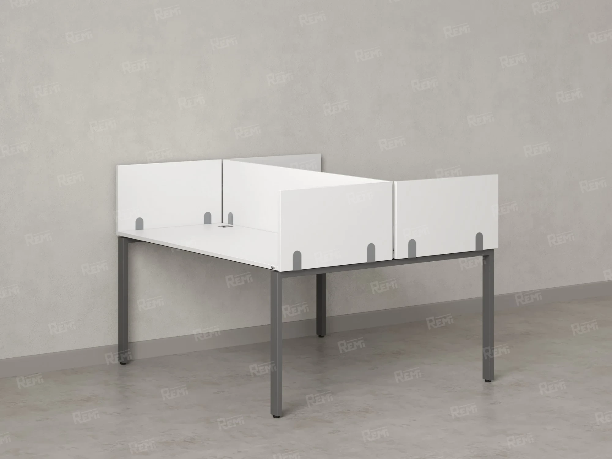 Бенч-система, 2 рабочих места, 5 ЛДСП экранов 1200x1200x750 RM165-4-12x12 Белый/Серый