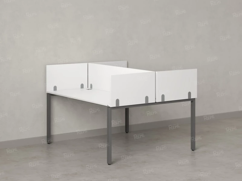 Бенч-система, 2 рабочих места, 5 ЛДСП экранов 1200x1200x750 RM165-4-12x12 Белый/Серый