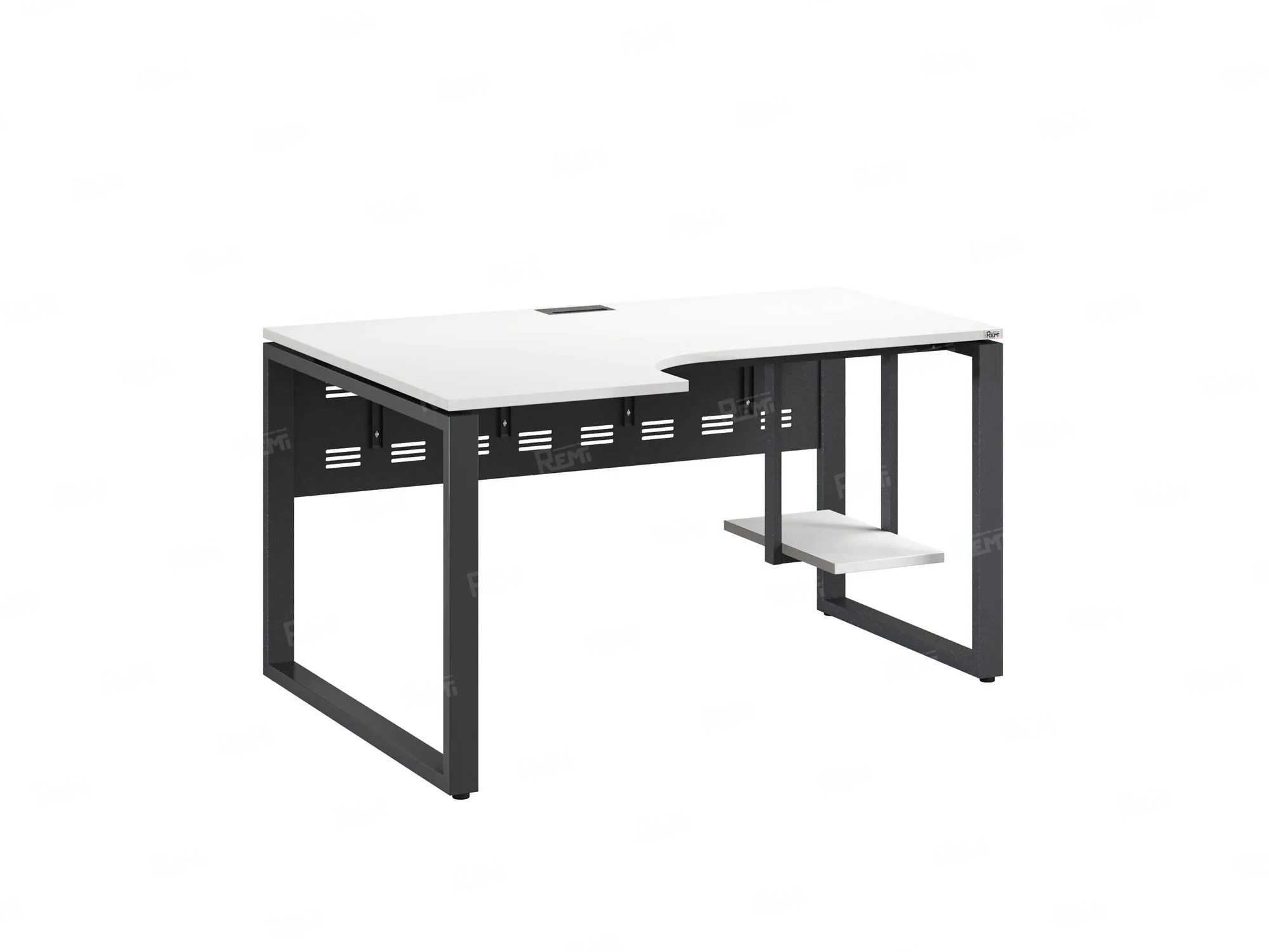 Стол угловой, экран металл, О-опора, левый 1600x700/900x750, RM056-16x7-9 Белый/Серый