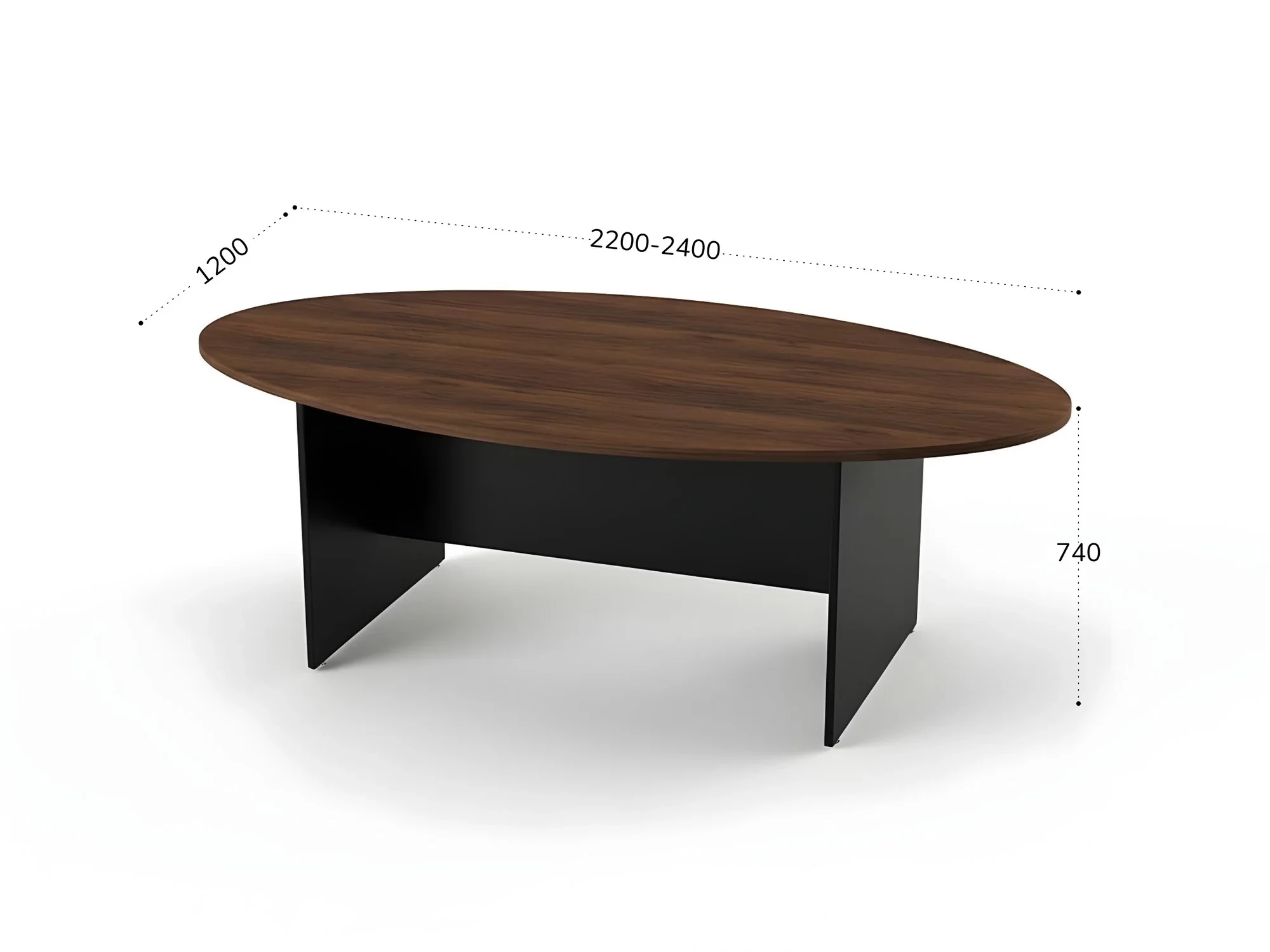 BRL RB007-240х120 Конференц-стол овальный 2400х1200х740 Орех Вармия/Черный
