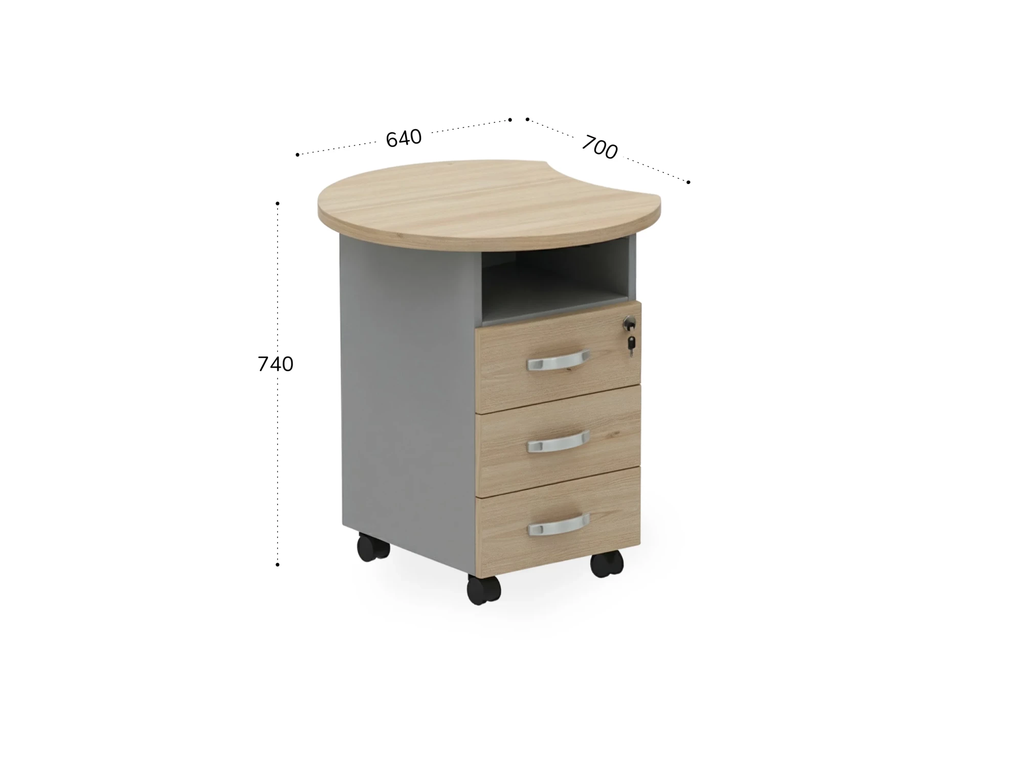 BRL RB087-64х70L Тумба приставная левая 640х700х740 Акация/Серый вулканический