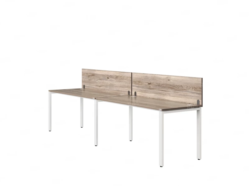 Бенч-система в 1 ряд, 2 рабочих места 2 ЛДСП экранов 2400x600x750 RM167-4-24x6 Дуб Маувелла/Белый