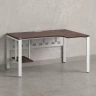 Стол угловой, экран металл, П-опора, правый 1400x800/1000x750, RM058-14x8-10 Дуб Апрельский шоколад/Белый