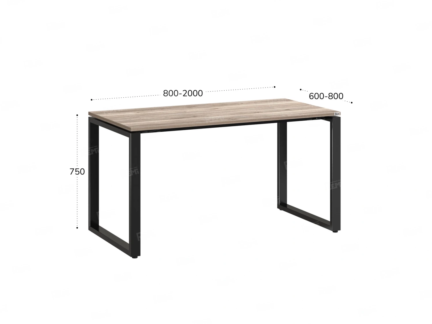 Стол прямой на O-образных опорах 1200x600x750 RM002-12x6 Дуб Маувелла/Черный