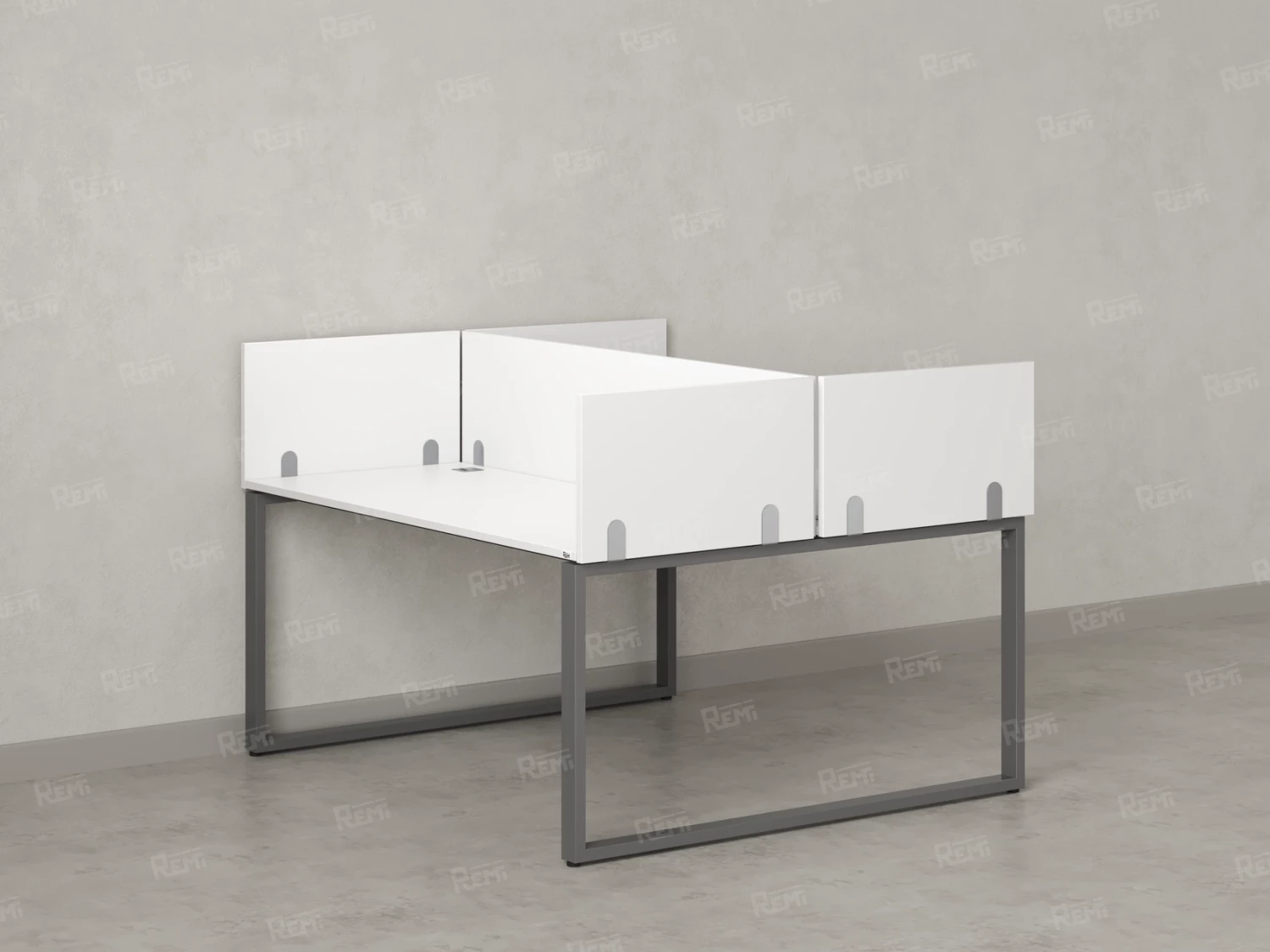 Бенч-система, 2 рабочих места, 5 ЛДСП экранов 1200x1200x750 RM169-4-12x12 Белый/Серый