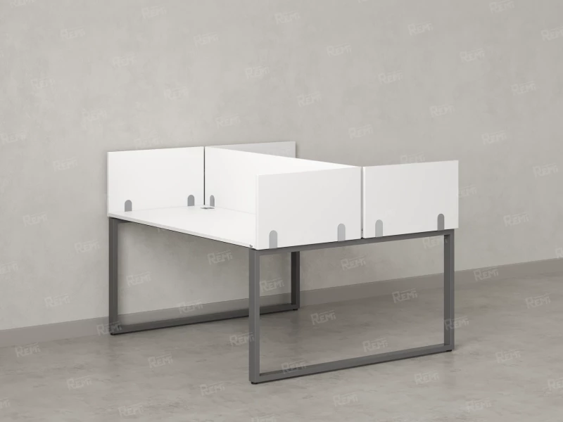 Бенч-система, 2 рабочих места, 5 ЛДСП экранов 1200x1200x750 RM169-4-12x12 Белый/Серый