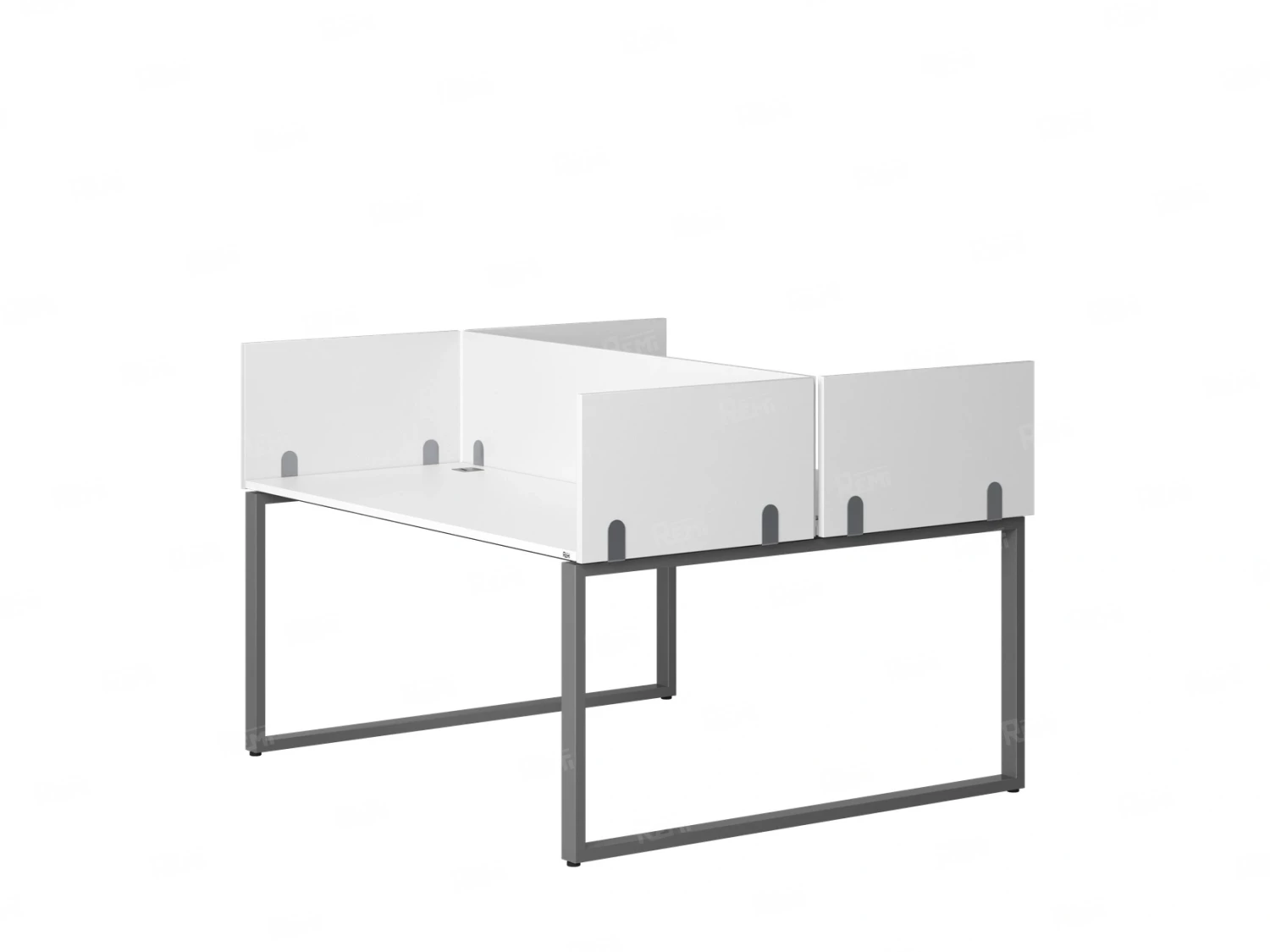 Бенч-система, 2 рабочих места, 5 ЛДСП экранов 1200x1200x750 RM169-4-12x12 Белый/Серый