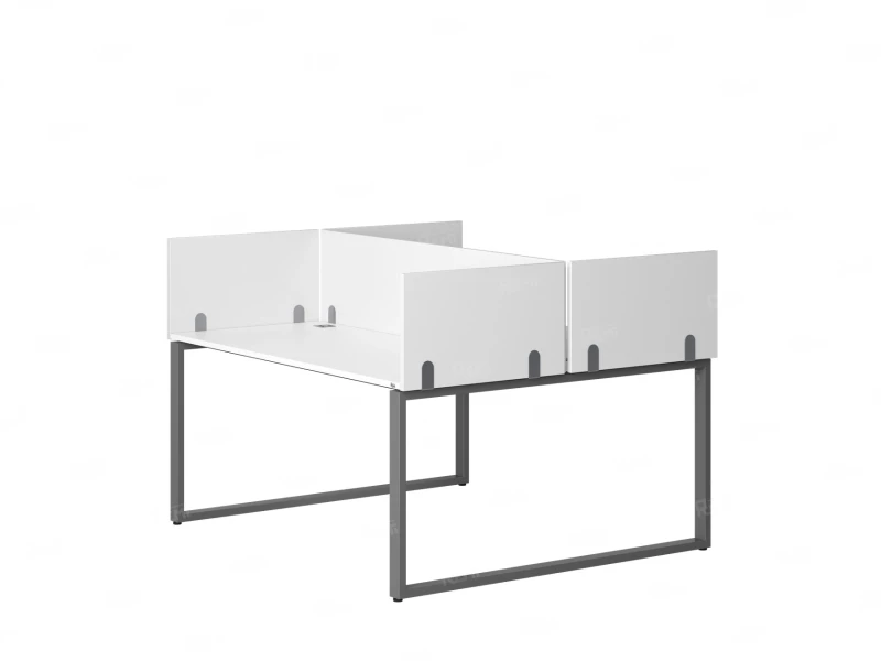 Бенч-система, 2 рабочих места, 5 ЛДСП экранов 1200x1200x750 RM169-4-12x12 Белый/Серый
