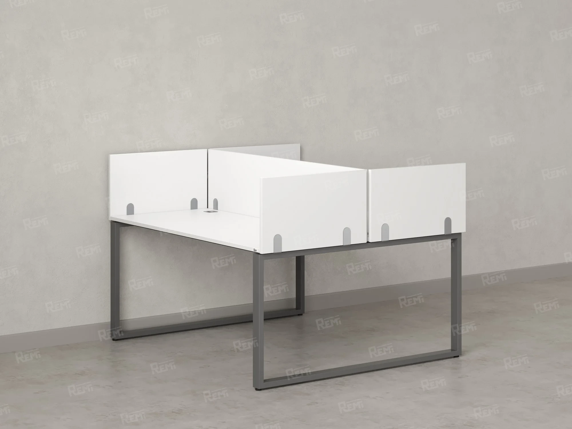 Бенч-система, 2 рабочих места, 5 ЛДСП экранов 1200x1200x750 RM169-4-12x12 Белый/Серый