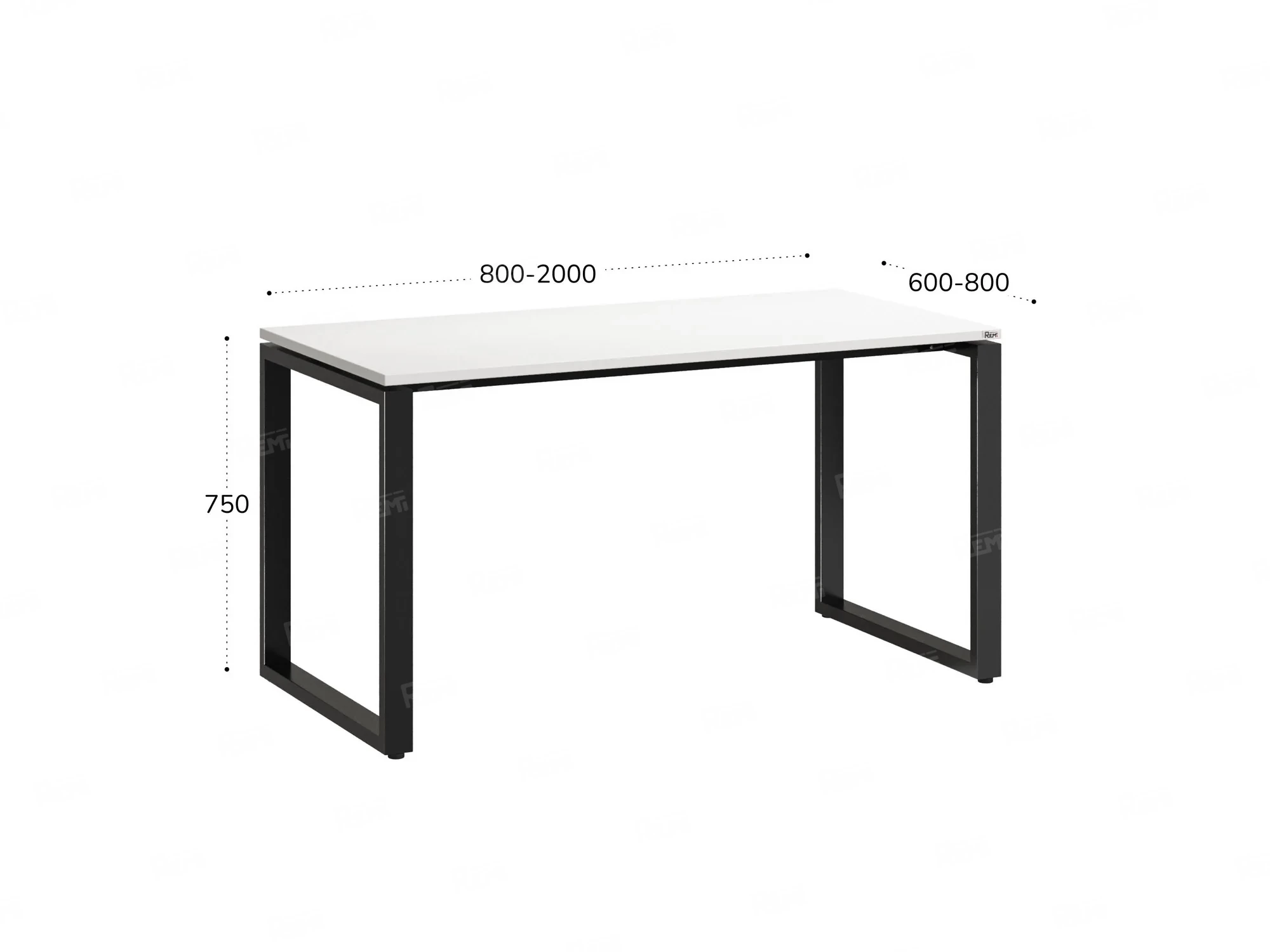 Стол прямой на O-образных опорах 2000x800x750 RM002-20x8 Белый/Черный