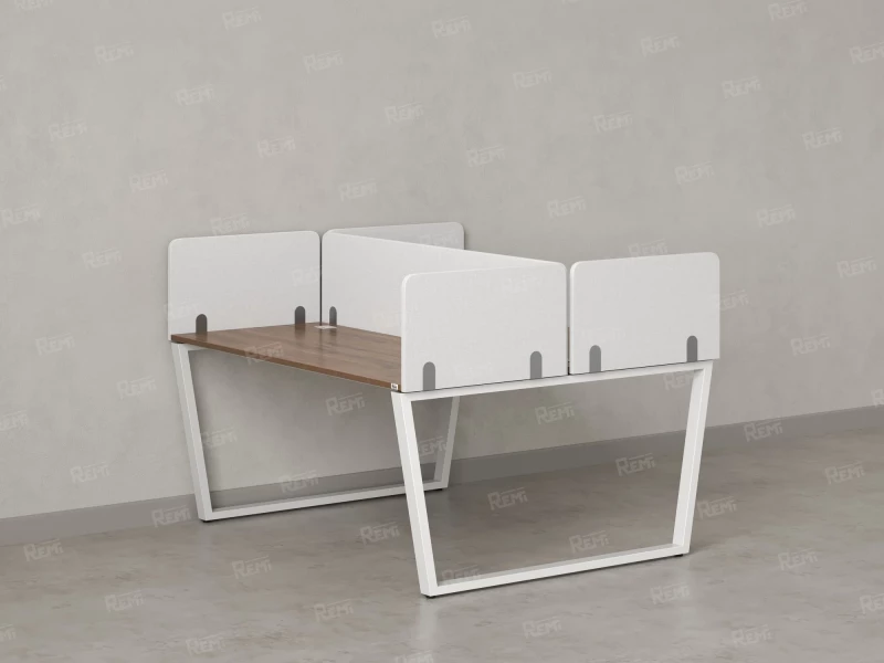 Бенч-система, 2 рабочих места, 5 тканевых экранов 1200x1400x750 RM172-3-12x14 Дуб Юстус/Белый